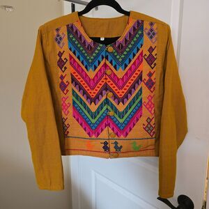 Guatemalan Folk Artisan Embroidered Jacket Large